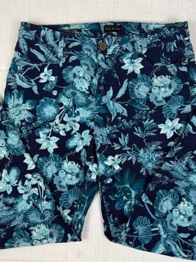 Talbots Navy and Aqua Floral Corduroy Jeggings 8